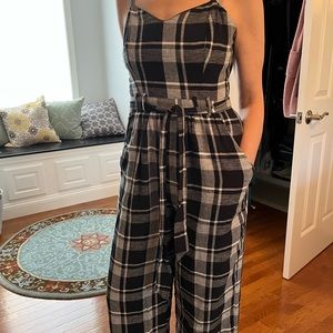 AE Plaid Linen Jumpsuit
